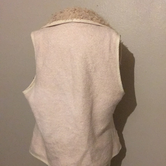 Cream Shearling Wool Collar Vest XXXL - Picture 3 of 8